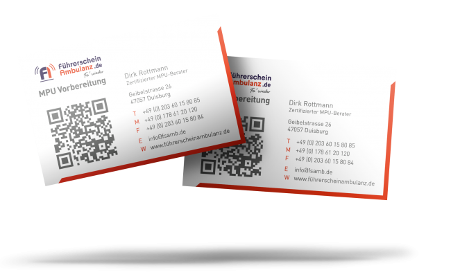Werbeagentur Hendrich - Design & Fotografie - Führerschein Ambulanz Visitenkarte