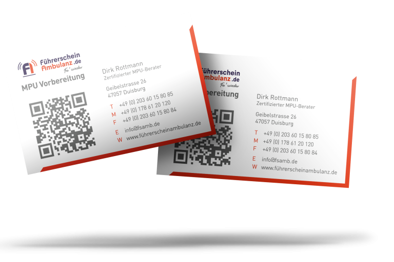 Werbeagentur Hendrich - Design & Fotografie - Führerschein Ambulanz Visitenkarte