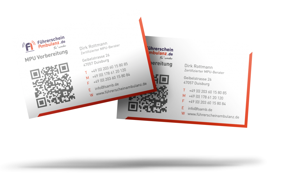 Werbeagentur Hendrich - Design & Fotografie - Führerschein Ambulanz Visitenkarte