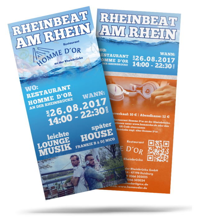 Werbeagentur Hendrich - Design & Fotografie - Homme D'or Rheinbeat am Rhein DINLang