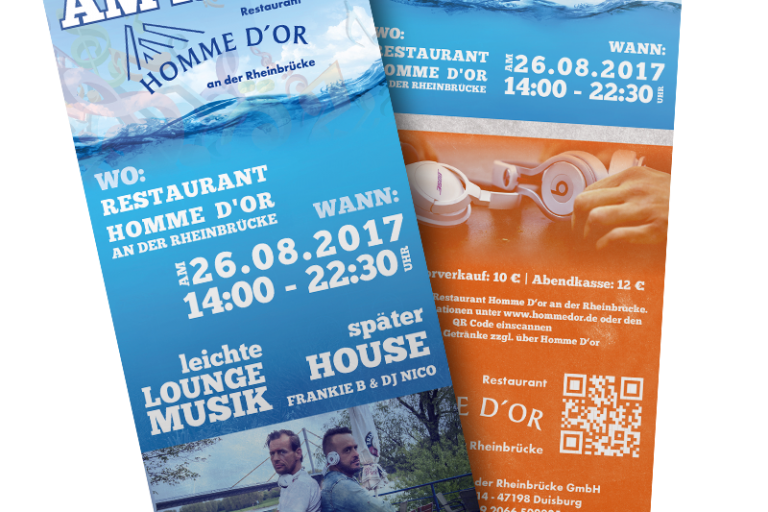 Werbeagentur Hendrich - Design & Fotografie - Homme D'or Rheinbeat am Rhein DINLang