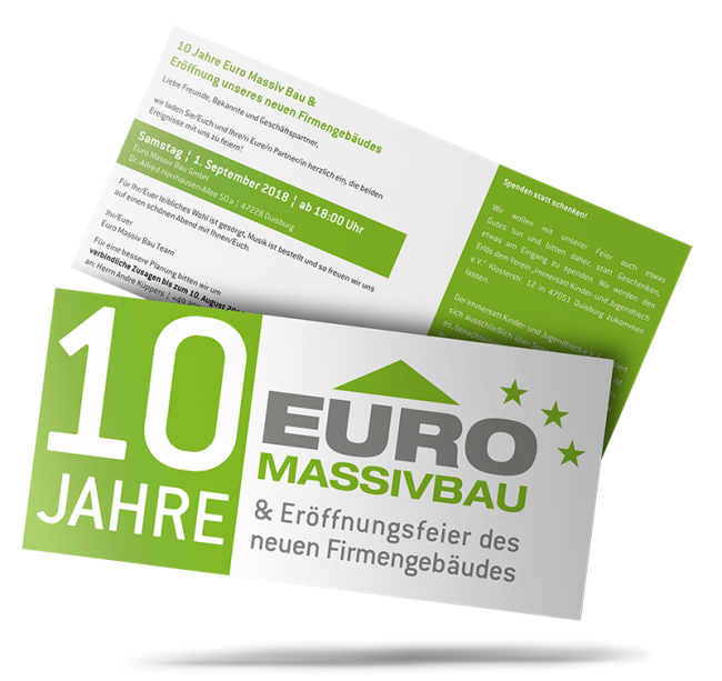 Werbeagentur Hendrich - Design & Fotografie - Euro Massiv Bau Einladungskarte