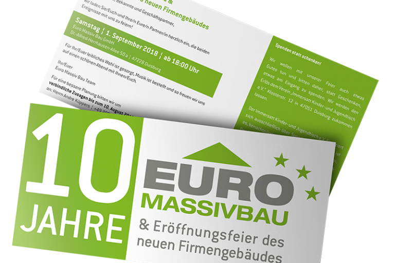 Werbeagentur Hendrich - Design & Fotografie - Euro Massiv Bau Einladungskarte